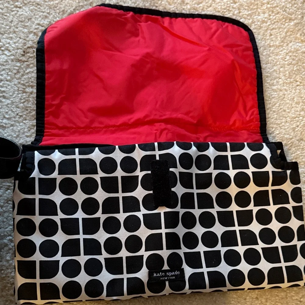 Kate Spade Black and White Patterned Baby Bag, crossbody with change mat